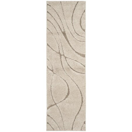 Safavieh 2 ft. 3 in. x 15 ft. Shag Power Loomed Runner Area Rug; Cream & Beige SG471-1113-215